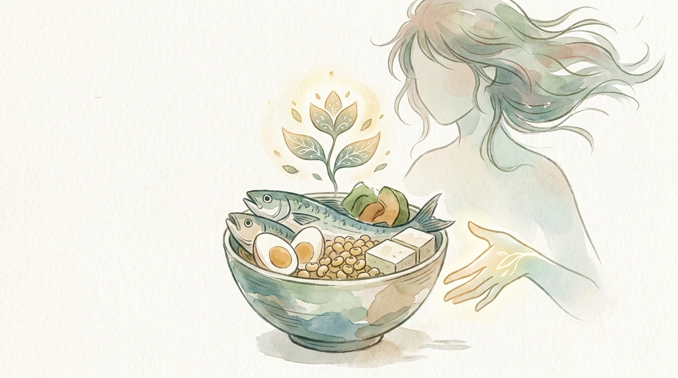 女性の薄毛を改善する食べ物はタンパク質とイソフラボンが鍵