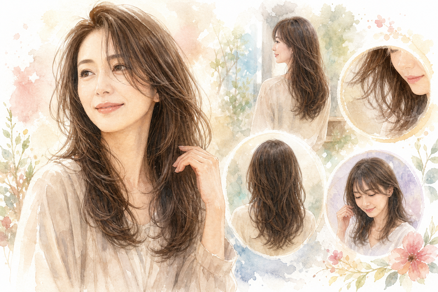 40代で若く見えるロングヘアは「デザインのバランス」次第