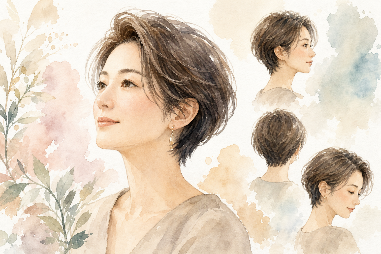 40代に人気のショート×前髪なしスタイル、具体的に見てみましょう