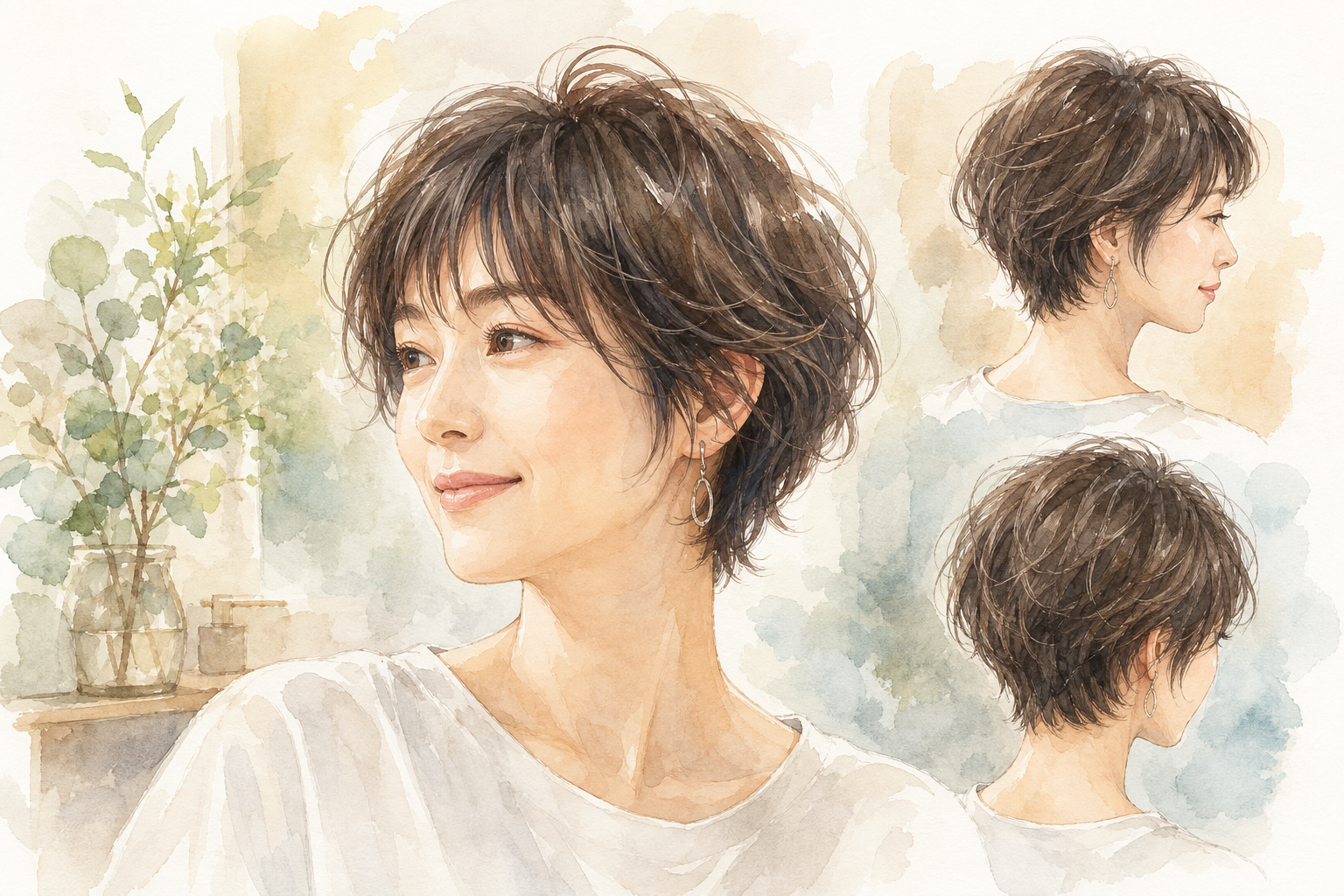 40代くせ毛ショート×前髪ありは「手入れが楽」を叶える最強の組み合わせ