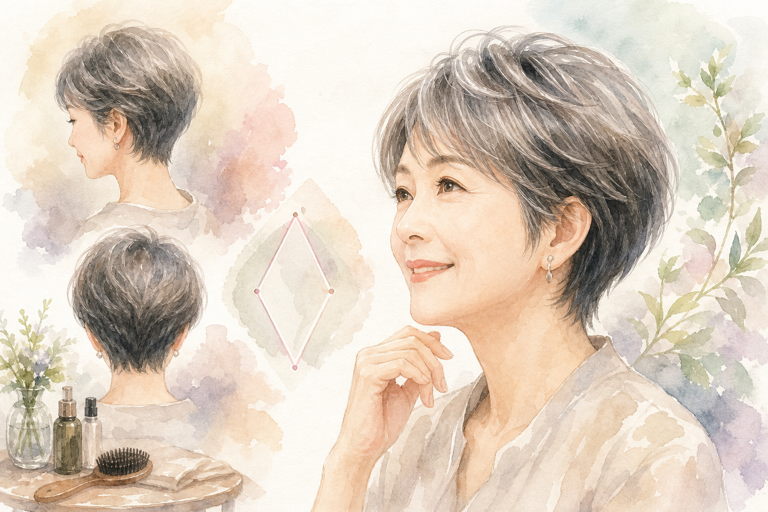 60代薄毛女性の髪型は「ひし形シルエットのショート」がベスト