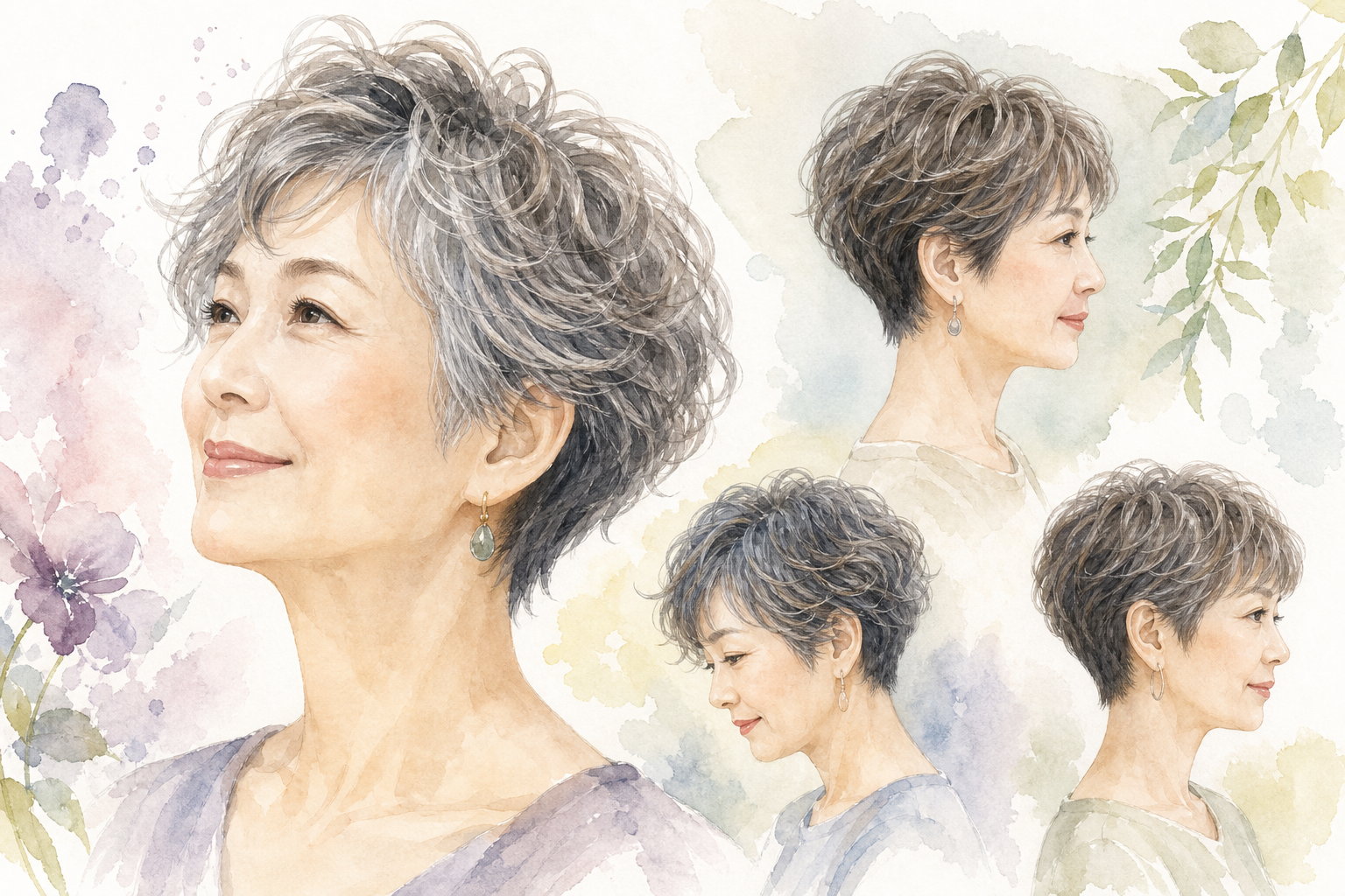 60代のくせ毛に合ったショートスタイル、3つの具体例