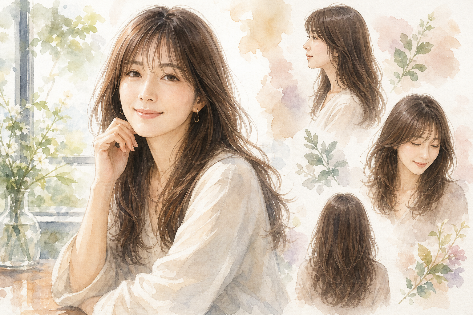 40代のロングヘアは「前髪あり」が正解