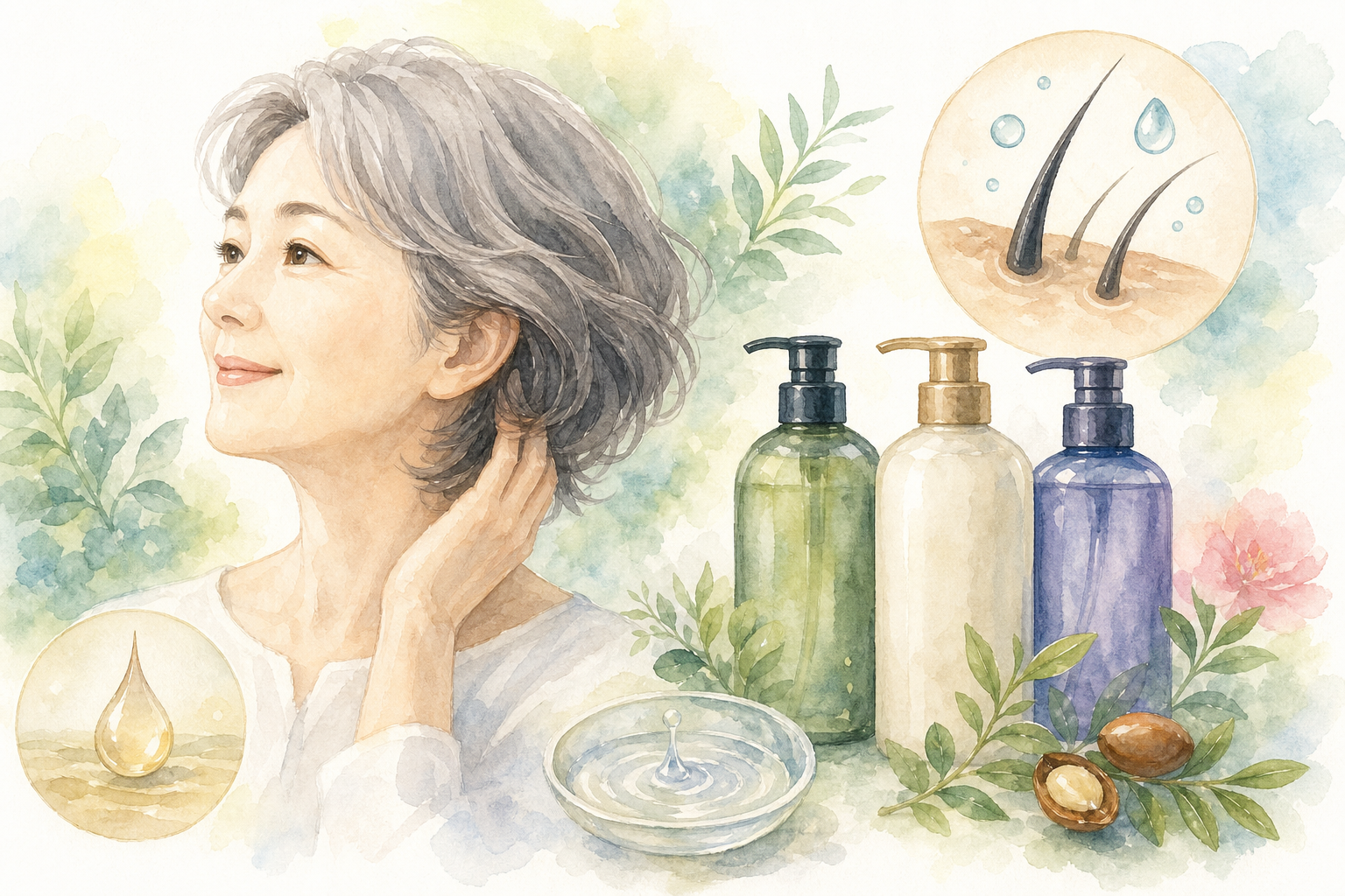 60代女性の市販シャンプー選びは「アミノ酸系＋保湿＋ボリュームケア」の3軸が基本