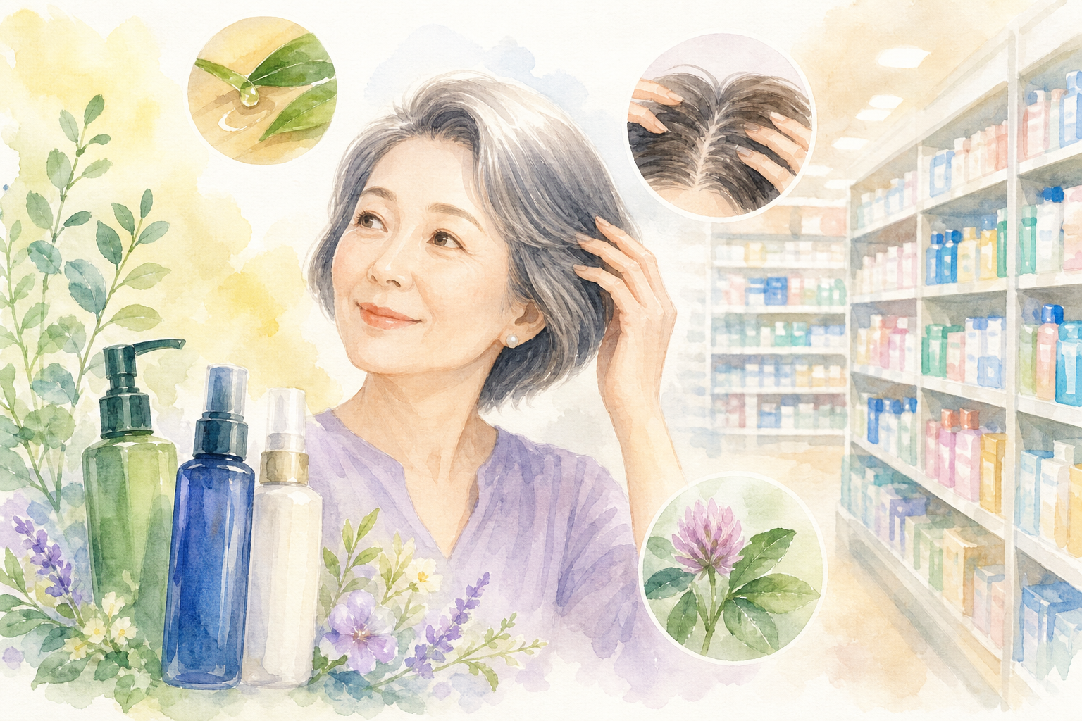 60代女性にはドラッグストアの低刺激・医薬部外品育毛剤がおすすめ