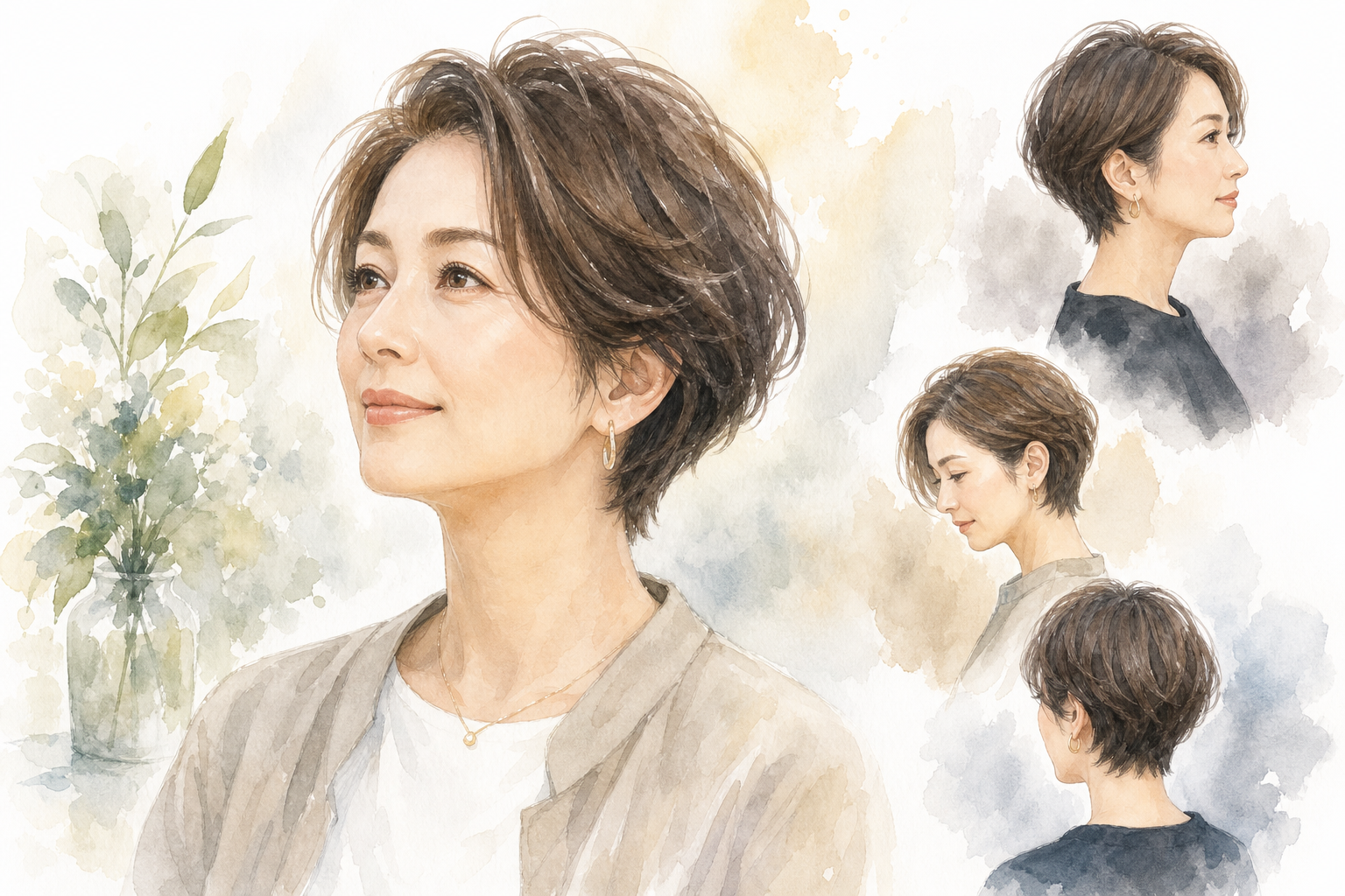 50代女性のショート×前髪なしは「大人かっこいい」の定番スタイルです