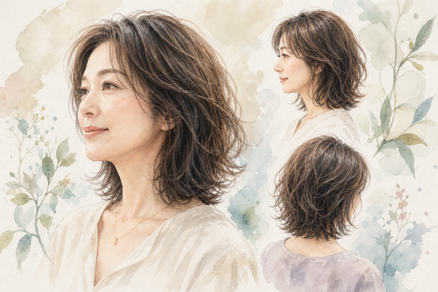 50代・多毛くせ毛ミディアムにおすすめのスタイル3選