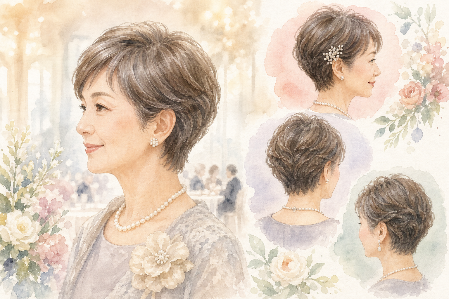 60代ショートヘアにおすすめの結婚式アレンジ3選+α