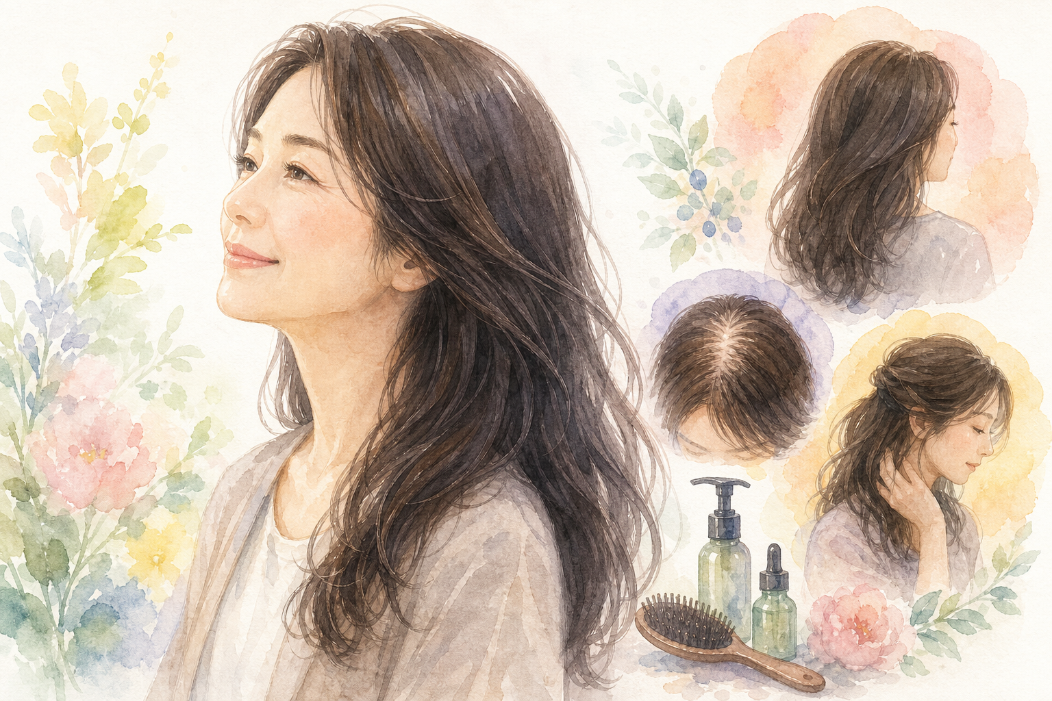 50代薄毛女性でも、長めの髪を楽しむことは可能です