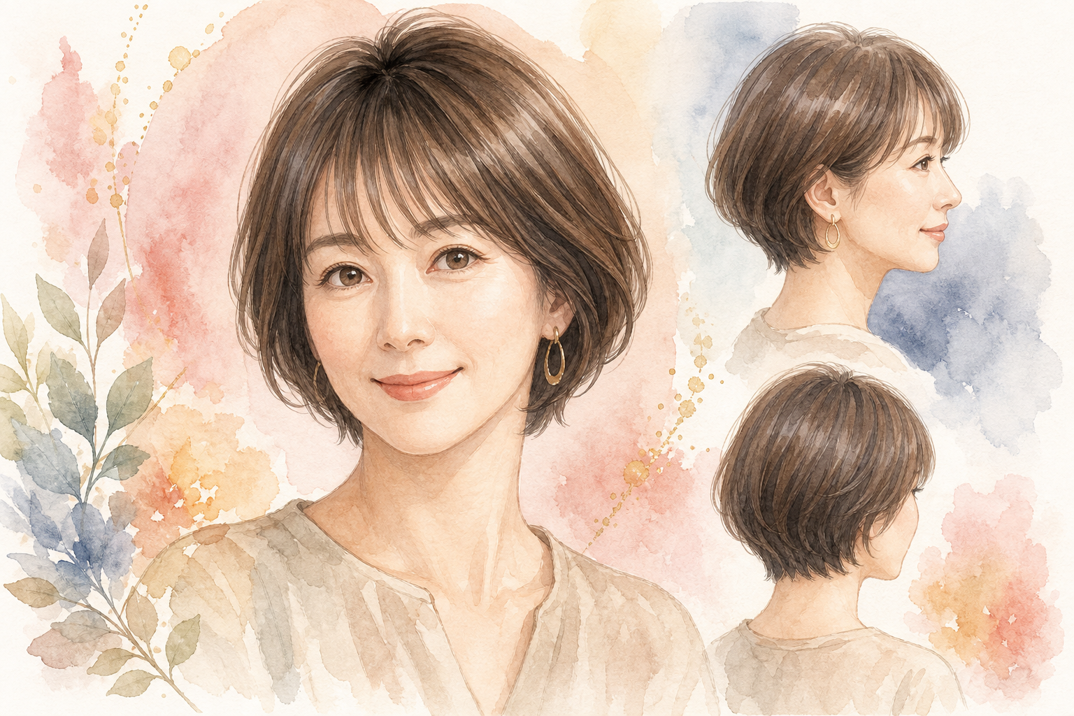 面長40代さんにおすすめの「前髪ありショートボブ」スタイル例