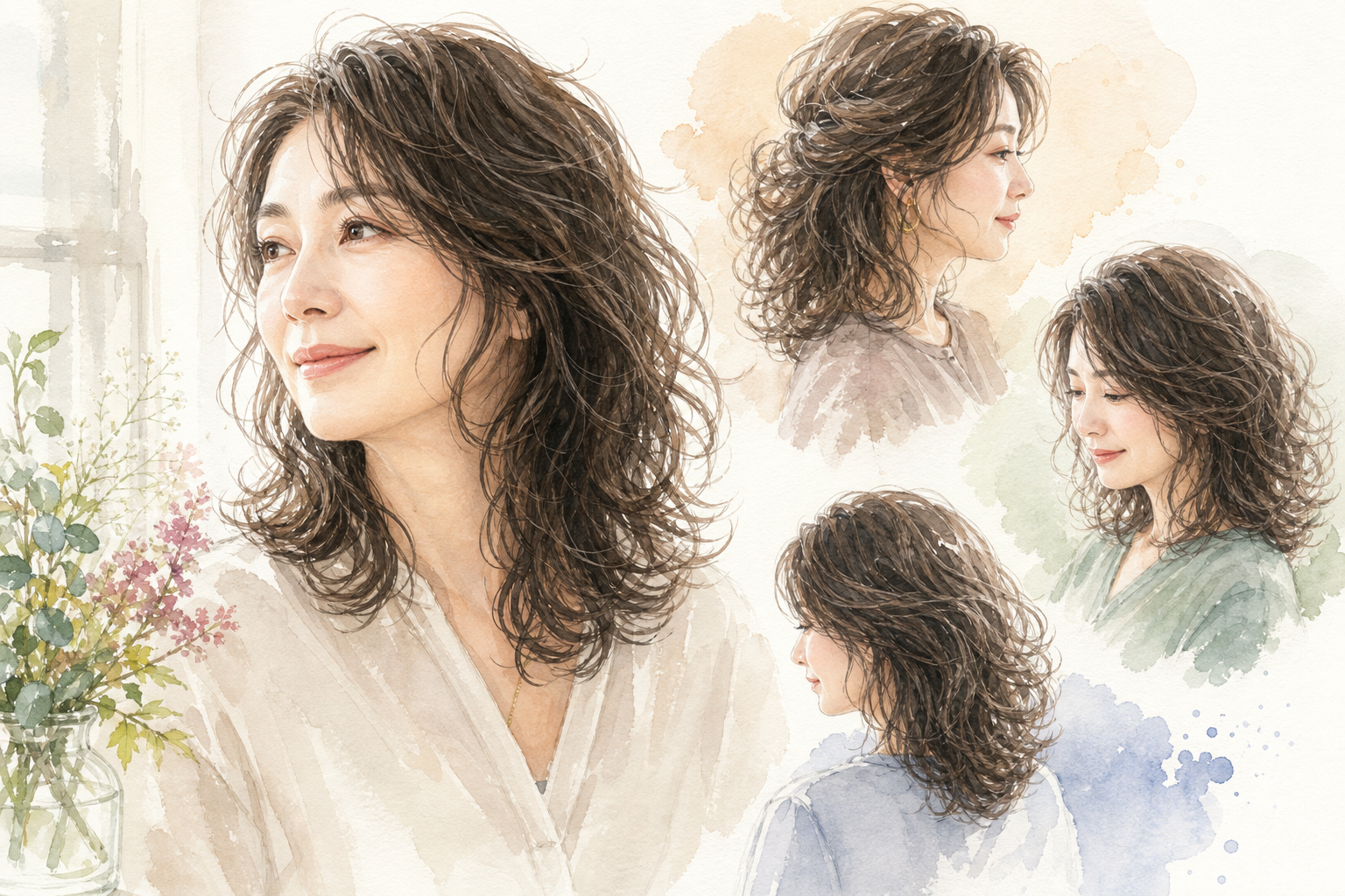 50代くせ毛×セミロングのおすすめスタイル3選